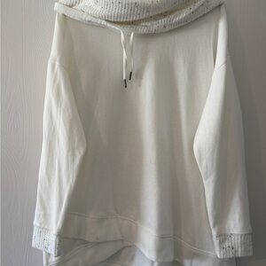 Women's Cream Scoop Neck Sweater with Rib Trim